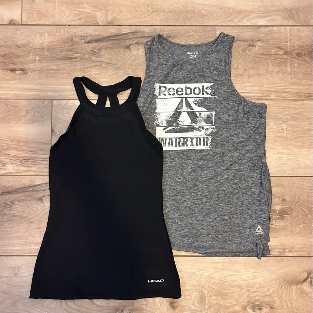 Women’s Medium Active Workout Racerback Gray, Black Bundle Tops